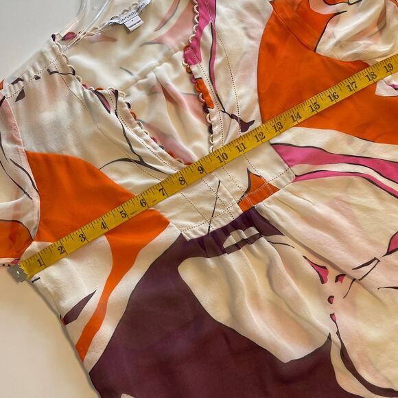 Diane Von Furstenberg DVF Camden Silk Top Womens Size 4 Floral Career Blouse - Picture 7 of 8